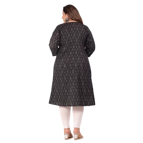 Women's Office wear Floral Printed Capsule A-Line Kurti (Black)