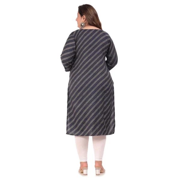 Women's Office wear Stripe Capsule Straight Kurti (Navy Blue)