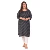 Women's Office wear Stripe Capsule Straight Kurti (Navy Blue)