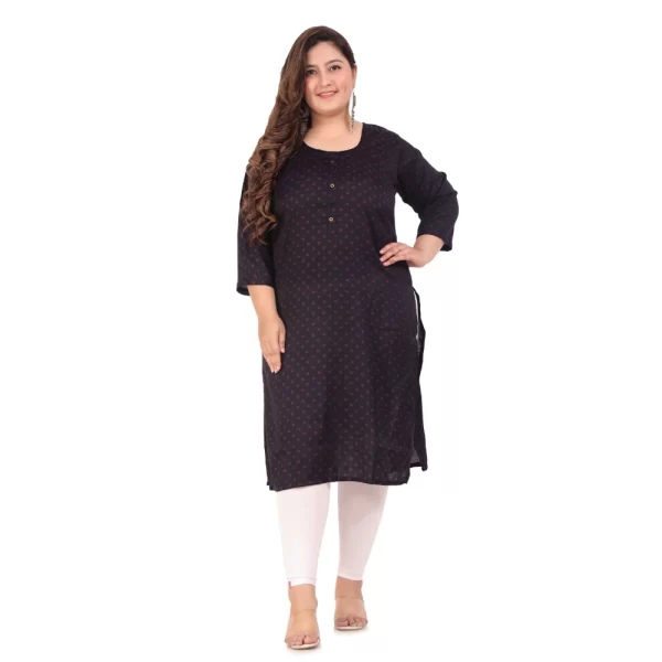 Women's Office wear Bandhni Printed Capsule Straight Kurti (Navy Blue)