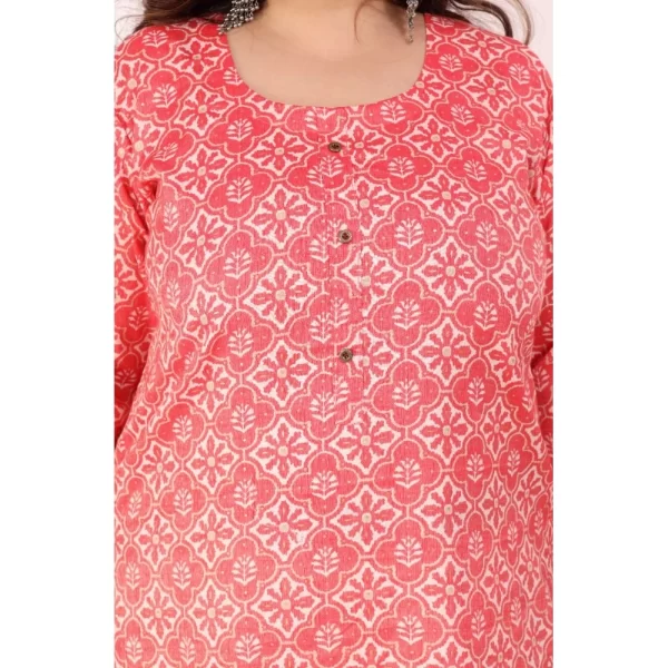 Women's Office wear Designer Printed Capsule Straight Kurti (Pink)