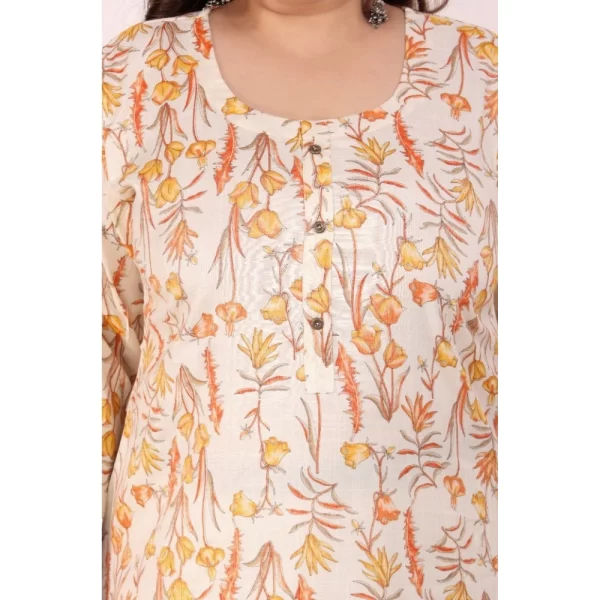 Women's Office wear Floral Printed Capsule Straight Kurti (Orange)