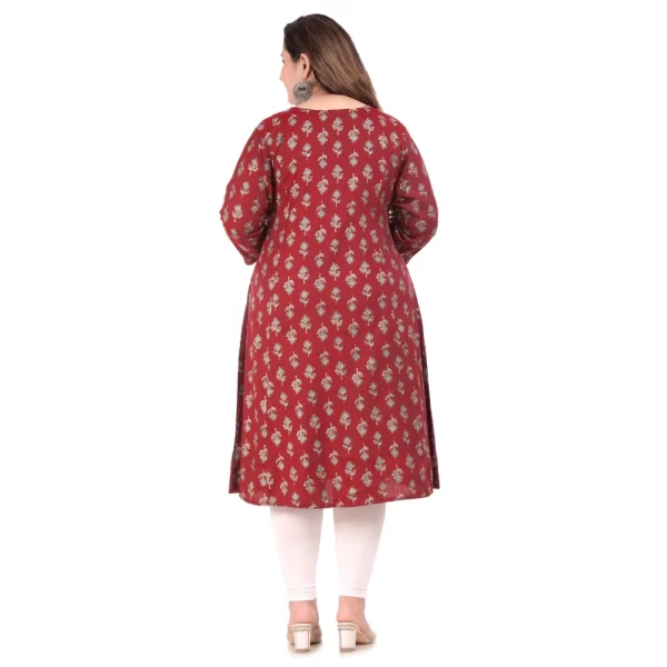Women's Office wear Floral Printed Capsule Princess Cut Kurti (Maroon)