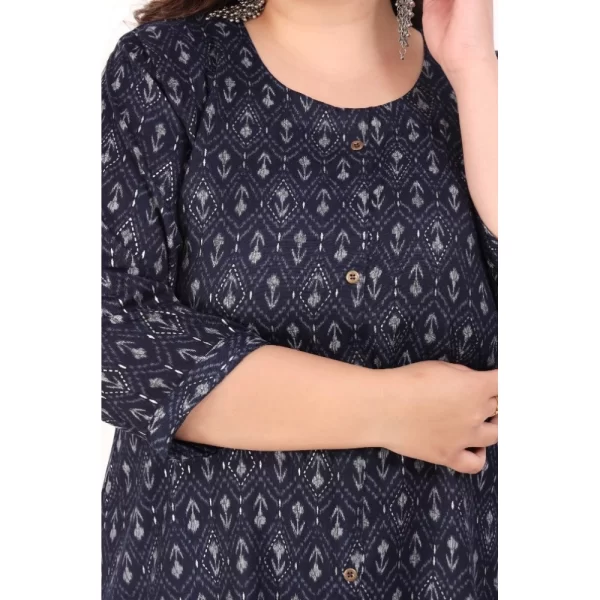 Women's Office wear Floral Printed Capsule A-Line Kurti (Navy Blue)