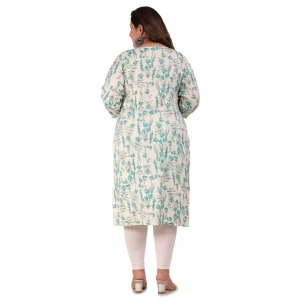 Women's Office wear Floral Printed Capsule Straight Kurti (Light Green)