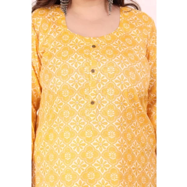 Women's Office wear Designer Printed Capsule Straight Kurti (Yellow)