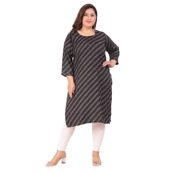 Women's Office wear Stripe Capsule Straight Kurti (Black)