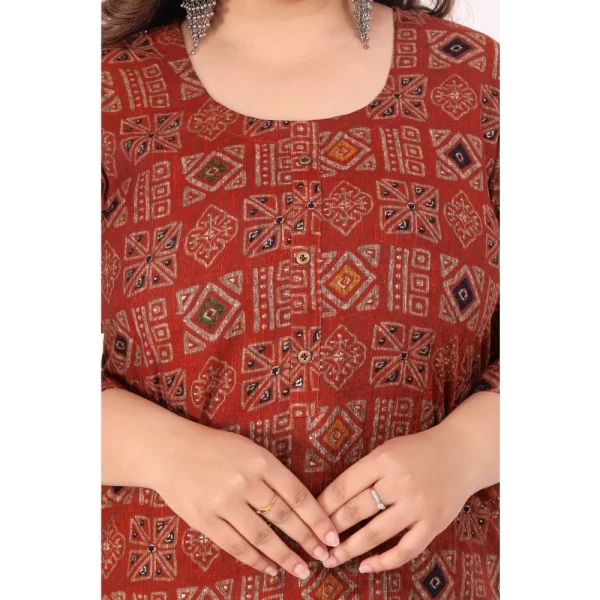 Women's Office wear Designer Printed Capsule Straight Kurti (Maroon)