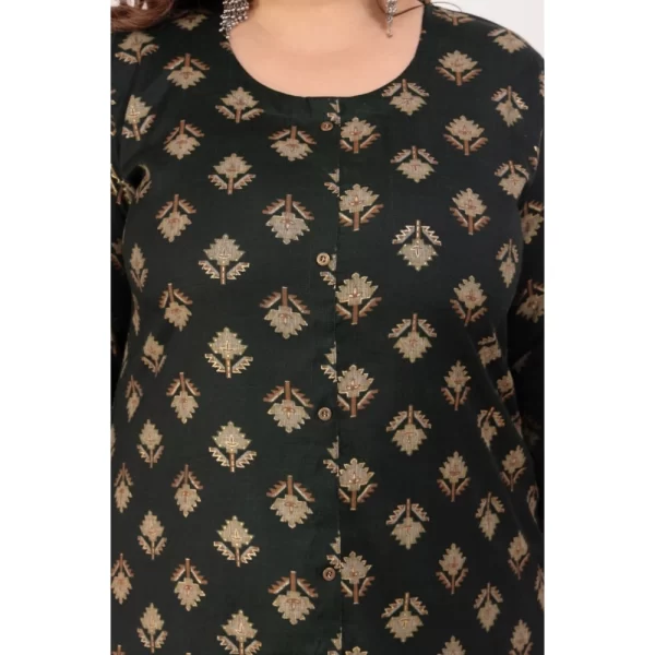 Women's Office wear Floral Printed Capsule A-Line Kurti (Green)