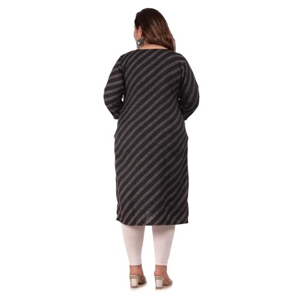 Women's Office wear Stripe Capsule Straight Kurti (Black)