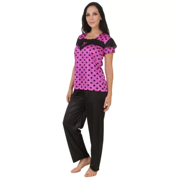 Women's Satin Top And Pyjama Set Mega Sleeve(Color: Sandal, Neck Type: Square Neck)