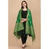Women's Silk Pure Zari weaving Duppatta (Green, Length: 2-2.3 Mtrs)