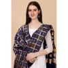 Women's Silk Pure weaving Work Duppatta (Navy Blue, Length: 2-2.3 Mtrs)