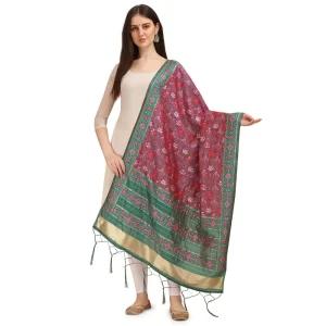 Generic Women’s Silk Pure Zari weaving Duppatta (Purple, Length: 2-2.3 Mtrs)