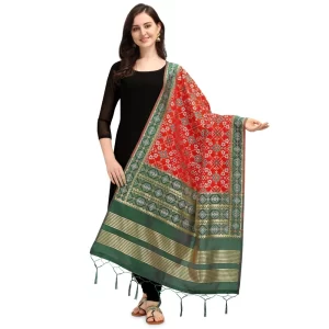 Generic Women’s Silk Pure weaving Work Duppatta (Red, Length: 2-2.3 Mtrs)