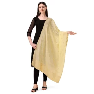 Generic Women’s Silk Pure Zari weaving Duppatta (Beige, Length: 2-2.3 Mtrs)