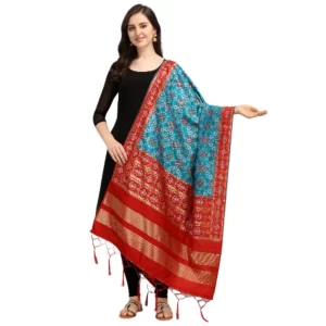 Generic Women’s Silk Pure weaving Work Duppatta (Blue, Length: 2-2.3 Mtrs)