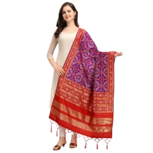 Generic Women’s Silk Pure weaving Work Duppatta (Purple, Length: 2-2.3 Mtrs)