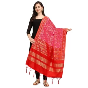 Generic Women’s Silk Pure weaving Work Duppatta (Pink, Length: 2-2.3 Mtrs)