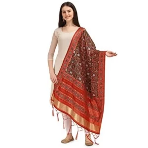 Women’s Silk Pure Zari weaving Duppatta (Brown, Length: 2-2.3 Mtrs)