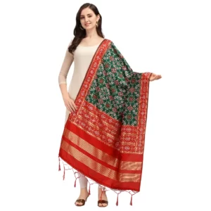 Generic Women’s Silk Pure weaving Work Duppatta (Green, Length: 2-2.3 Mtrs)
