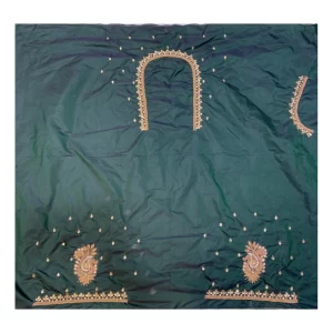 Generic Women’s Cotton Silk Embroidered Unstitched Blouse Piece (Dark Green, 80-100 cm)