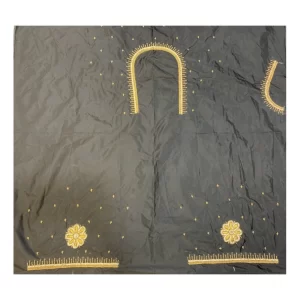 Generic Women’s Cotton Silk Self Design Unstitched Blouse Piece (Black, 80-100 cm)