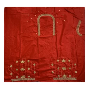 Generic Women’s Cotton Silk Self Design Unstitched Blouse Piece (Red, 80-100 cm)