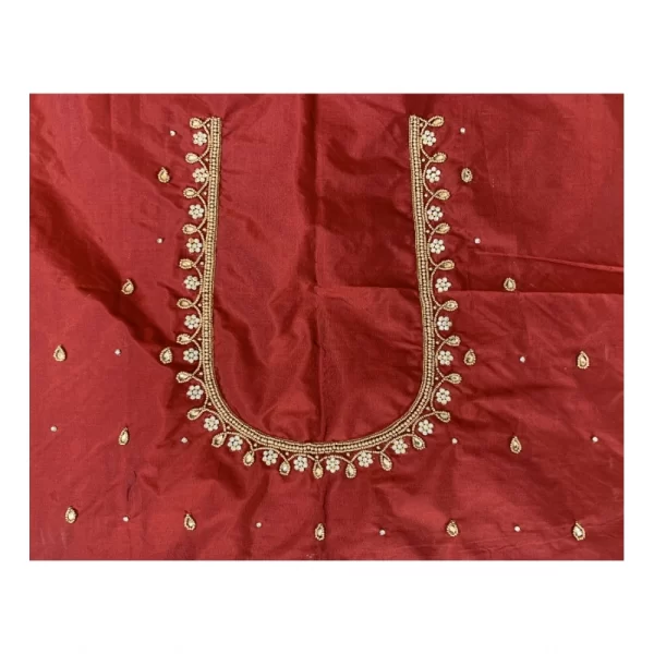 Women's Cotton Silk Self Design Unstitched Blouse Piece (Maroon, 80-100 cm)