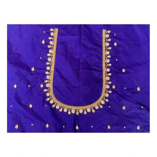 Women's Cotton Silk Self Design Unstitched Blouse Piece (Blue, 80-100 cm)