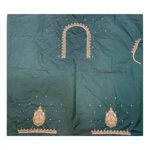 Generic Women’s Cotton Silk Self Design Unstitched Blouse Piece (Dark Green, 80-100 cm)