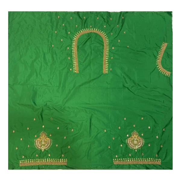 Generic Women's Cotton Silk Self Design Unstitched Blouse Piece (Green, 80-100 cm)