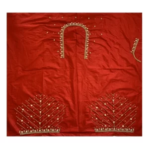 Generic Women’s Cotton Silk Self Design Unstitched Blouse Piece (Red, 80-100 cm)