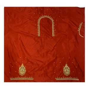 Generic Women’s Cotton Silk Embellished Unstitched Blouse Piece (Red, 80-100 cm)