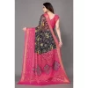 Women's Viscose Rayon Printed Saree With Unstitched Blouse (Navy Blue)