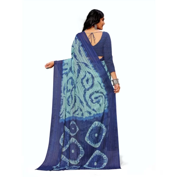Women's Georgette Printed Saree With Unstitched Blouse (Blue)