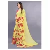 Women's Georgette Printed Saree With Unstitched Blouse (Yellow)