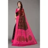 Women's Viscose Rayon Printed Saree With Unstitched Blouse (Black)