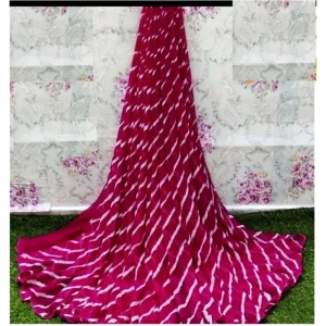Women’s Georgette Printed Saree With Unstitched Blouse (Pink)
