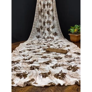 Women’s Georgette Printed Saree With Unstitched Blouse (Coffee)