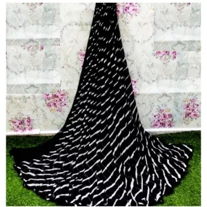 Women’s Georgette Printed Saree With Unstitched Blouse (Black)