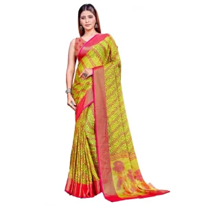 Women’s Viscose Rayon Printed Saree With Unstitched Blouse (Green)