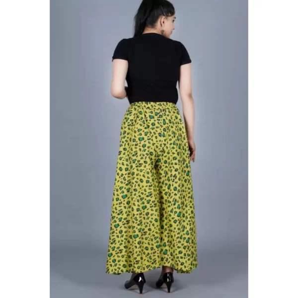 Women's Cotton Printed Elastic Palazzo Pant (Green, Free Size)