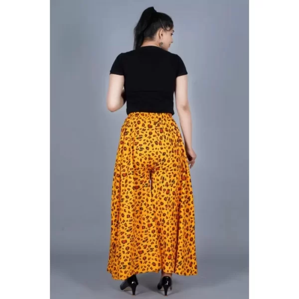 Generic Women's Cotton Printed Elastic Palazzo Pant (Yellow, Free Size)