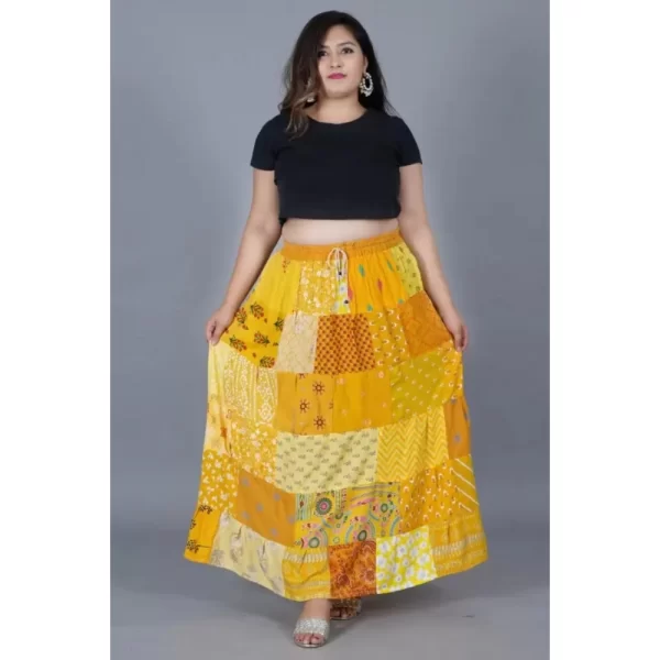 Women's Rayon Printed Elastic Skirt (Multicolor, Free Size)