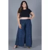 Women's Cotton Printed Elastic Palazzo Pant (Blue, Free Size)