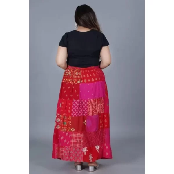 Women's Rayon Printed Elastic Skirt (Multicolor, Free Size)