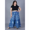 Women's Cotton Printed Elastic Palazzo Pant (Blue, Free Size)