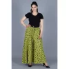 Women's Cotton Printed Elastic Palazzo Pant (Green, Free Size)