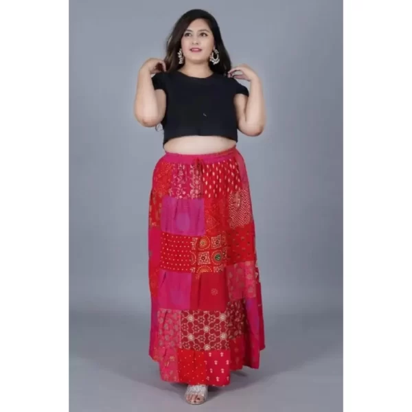 Women's Rayon Printed Elastic Skirt (Multicolor, Free Size)